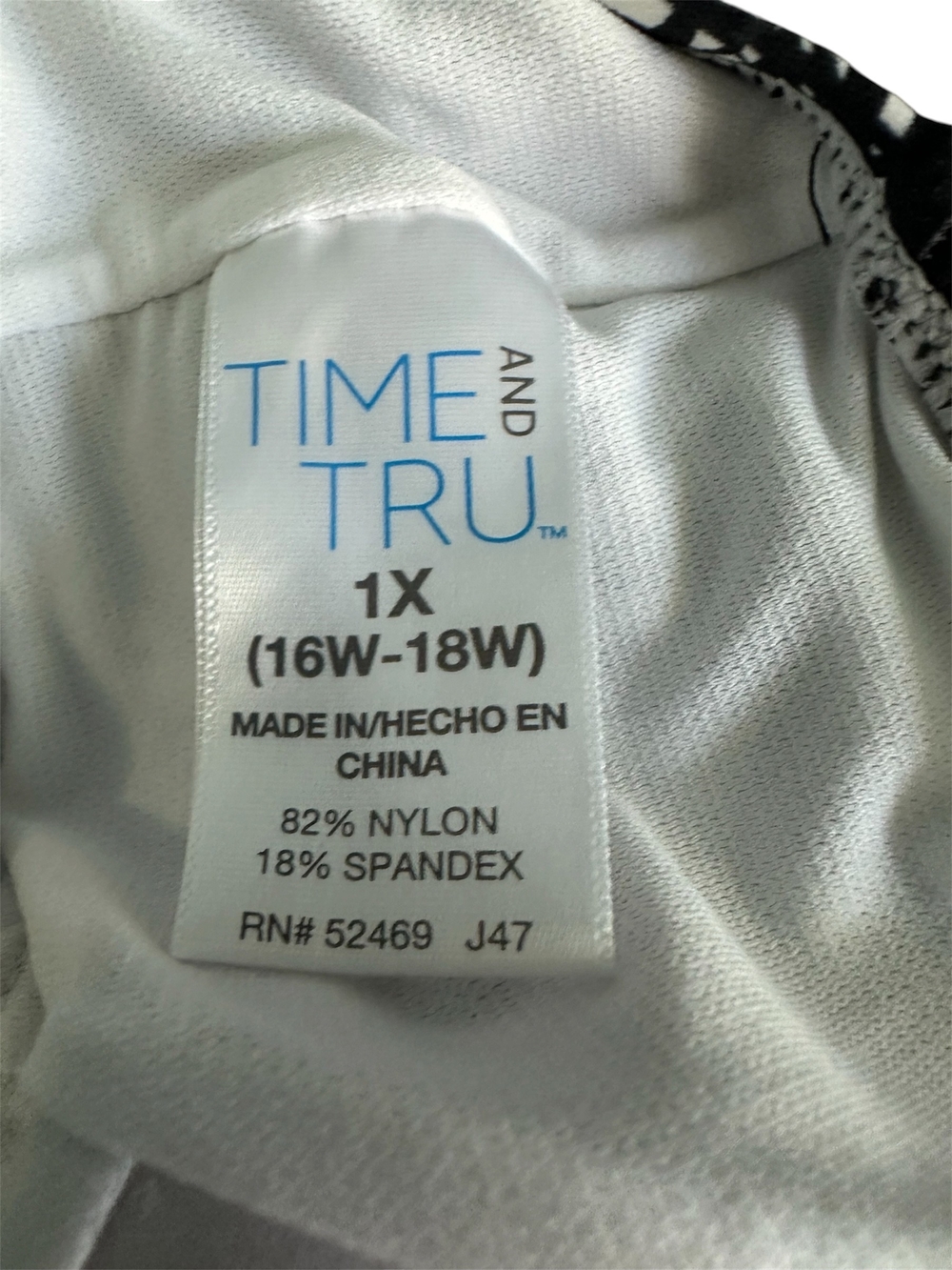 Time and Tru Black & White Palm-Print Halter Two Piece Swimsuit - Picture 2 of 3